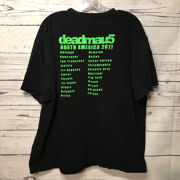 Deadmau5 4 XL North American 2011 Tour Double Sided Graphic Tee Electronic Music - Picture 2 of 6